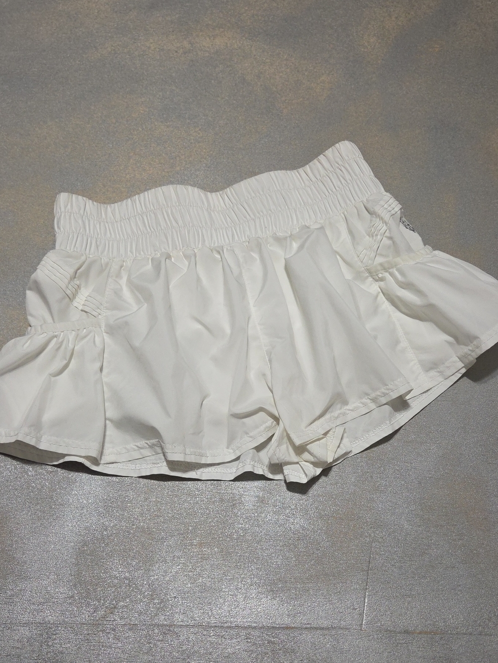 Free People Cream Smocked-Waist Ruffle Skort